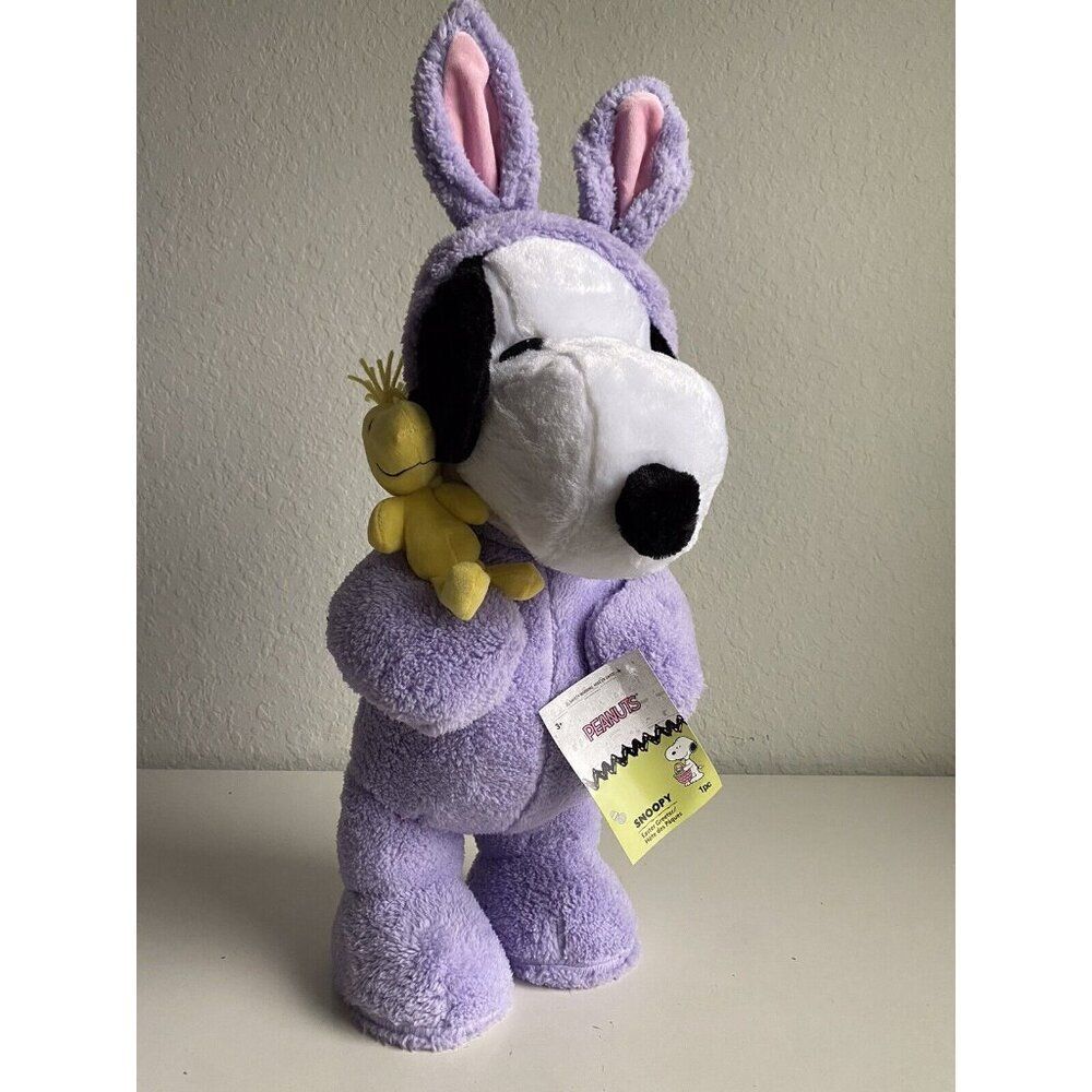 Peanuts SNOOPY Woodstock Easter Greeter‎ Purple Bunny Basket Eggs Spring 24” NEW
